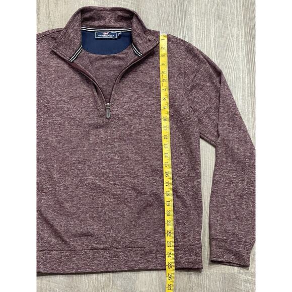 Vineyard Vines Men's Herringbone Half Zip Pullover Crimson X-Small Small Hole - Picture 4 of 7